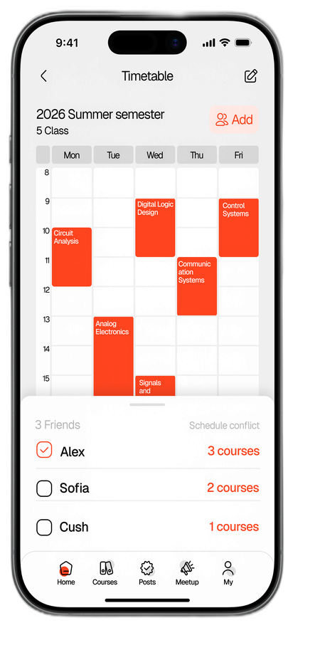 Timetable screen