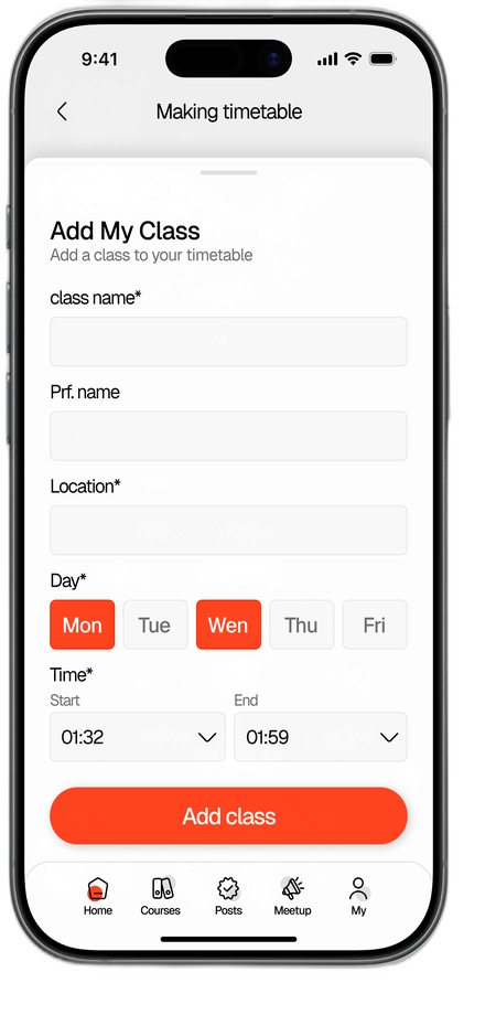 Add class screen