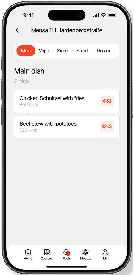 Cafeteria list screen